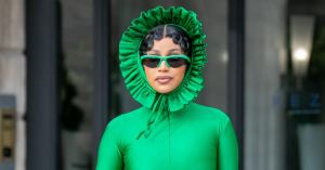 Cardi B’s Green Paris Fashion Week Outfit Causes Stir, Seems Readymade for Memes