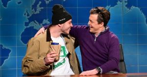 Pete Davidson Can’t Stop Laughing During Weekend Update Segment on Staten Island Ferry Purchase