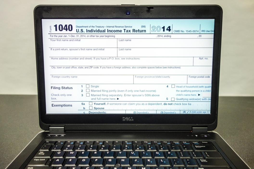 IRS 1040 Tax Form on a computer for electronic tax filing
