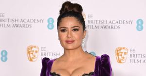 Salma Hayek Saves Near Wardrobe Malfunction in Red Carpet Photos