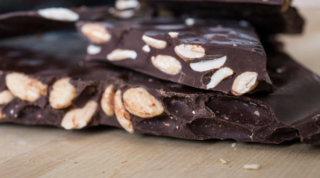 Dark chocolate with almonds