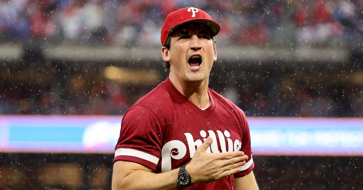 Miles Teller Celebrates Philadelphia Phillies Clinching World Series