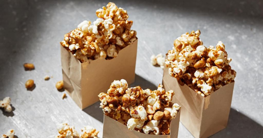 Spicy Caramel Popcorn snack for a story in Voraciously