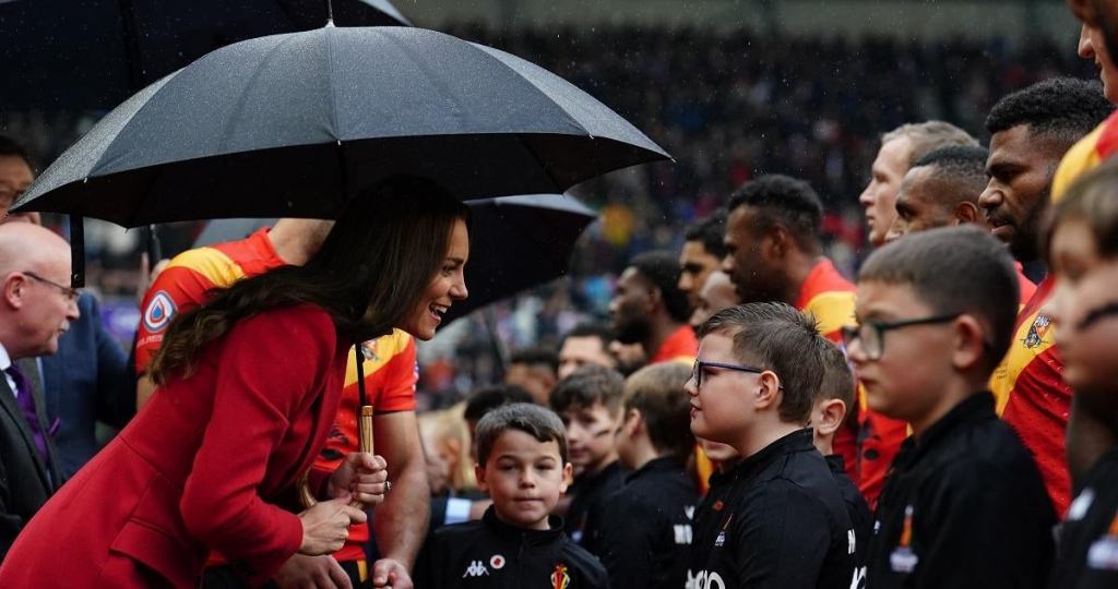 The Princess Of Wales Attends The England Rugby League World Cup 2021 Quarter Final