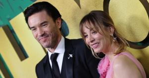 Tom Pelphrey Cradles Kaley Cuoco’s Baby Bump in Adorable Photo