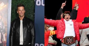 Tom Brady Reacts to Patrick Mahomes Giving Fan Super Bowl Trophy During Parade