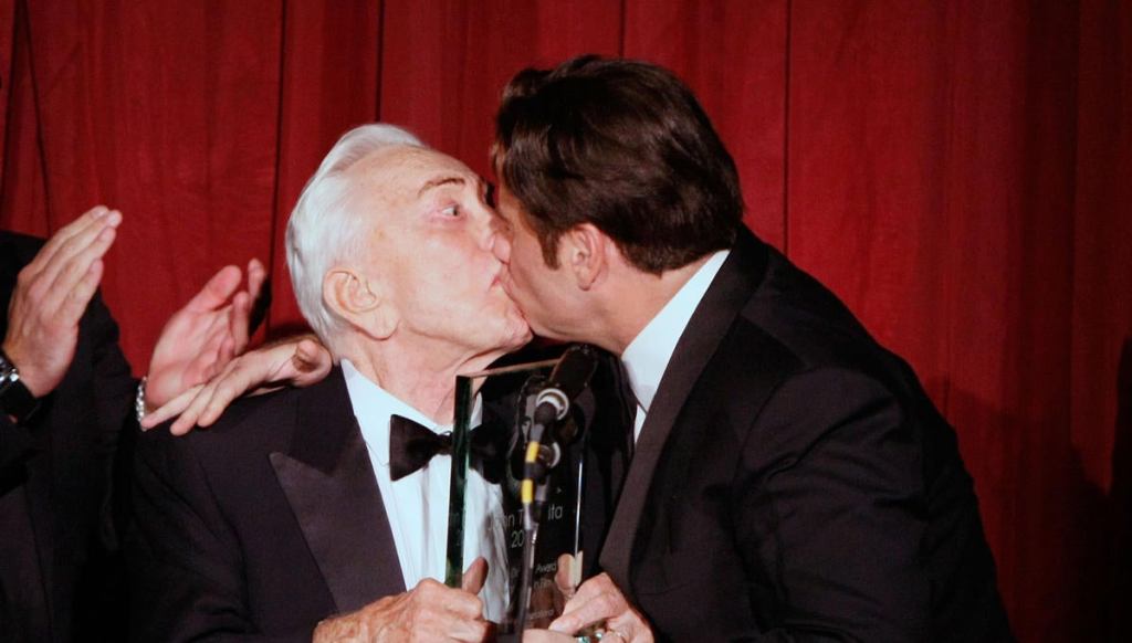 Kirk Douglas Presents John Travolta With The SBIFF Excellence Award