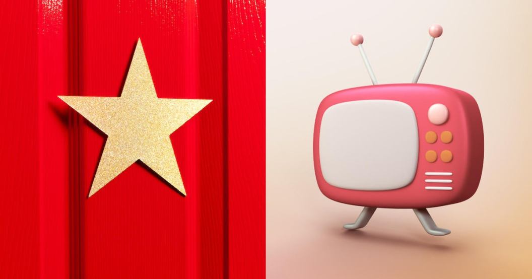 Collection retro icons television elements in trendy 80s-90s goods hand-drawn cartoon style. Vector