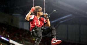 Ludacris Performs While Suspended From Rafters During Atlanta Falcons Game