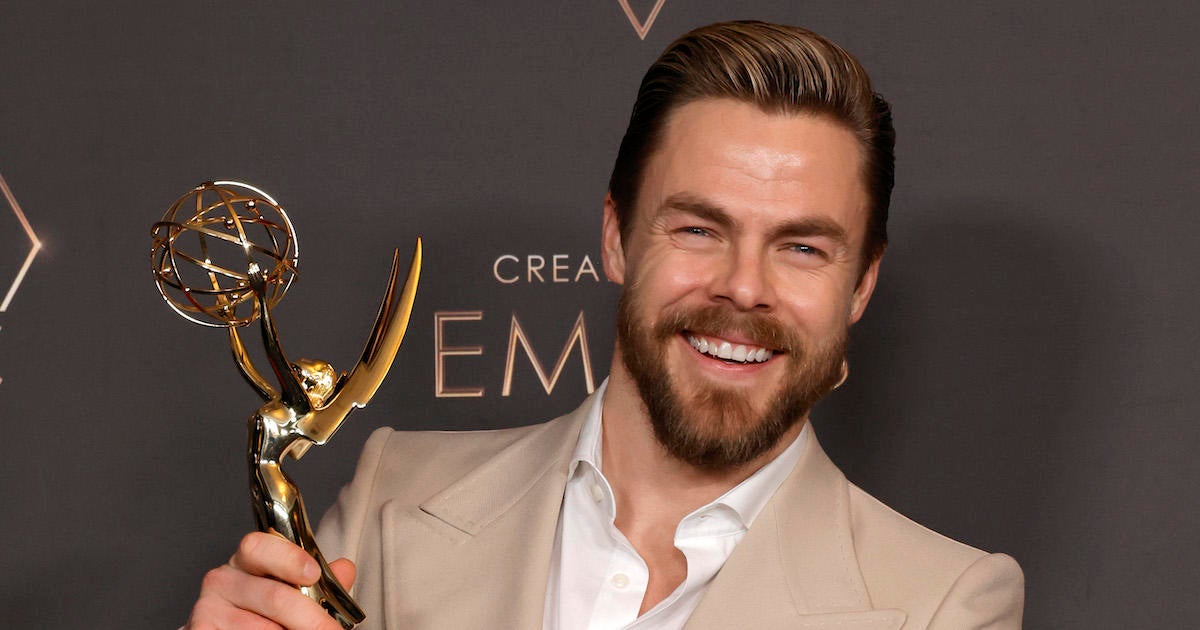 Tearful Derek Hough Dedicates Emmy Win to 'Beautiful' Wife Hayley
