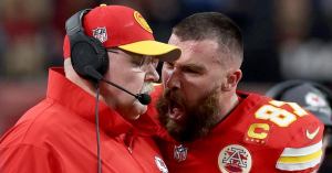 Travis Kelce Caught Yelling in Andy Reid’s Face After Chiefs’ Super Bowl Fumble