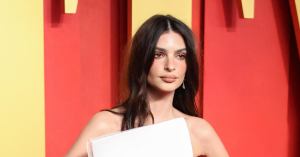 Emily Ratajkowski Narrowly Avoids Wardrobe Malfunction at Oscars Party