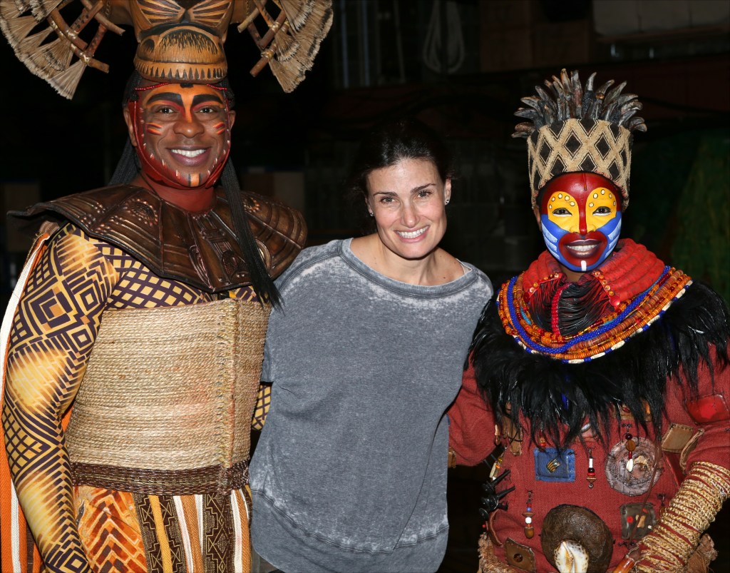 Alton Fitzgerald White as 'Mufasa', Idina Menzel and Mukelisiwe Goba as 'Rafiki'